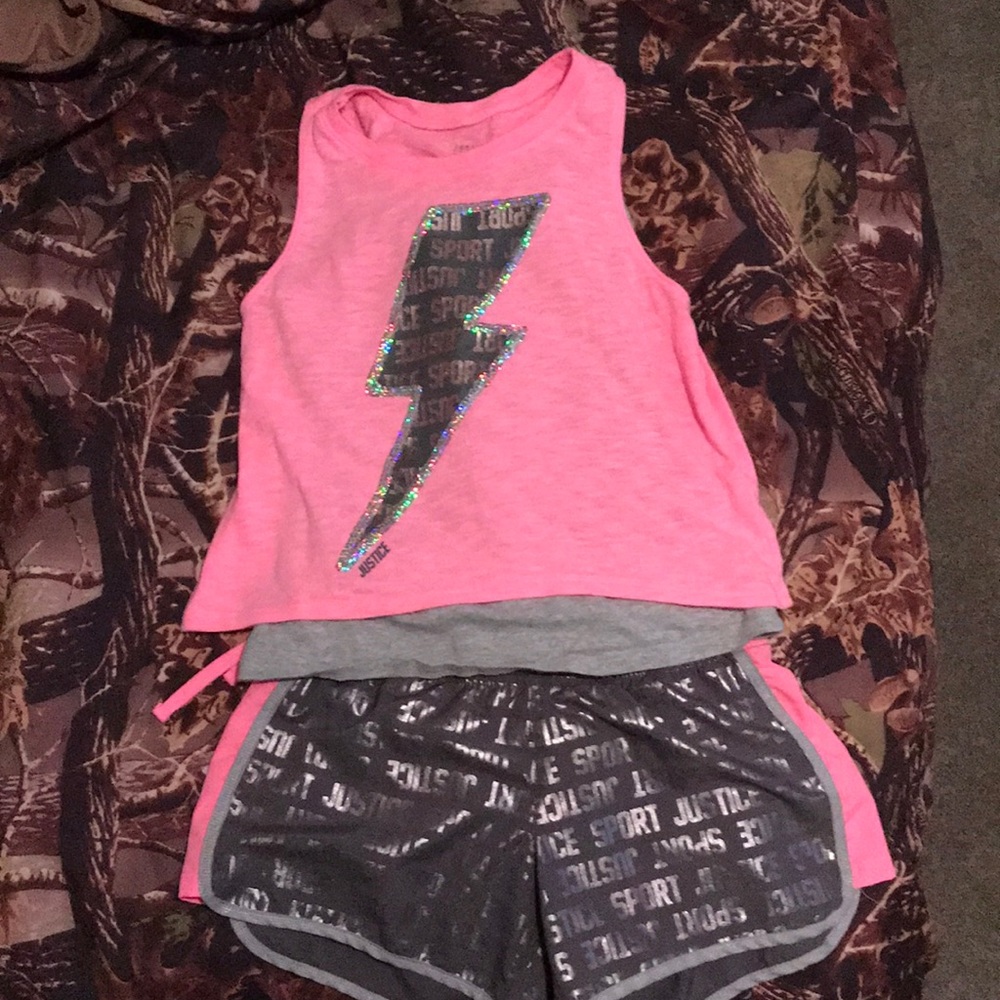 Justice active shirt and shorts